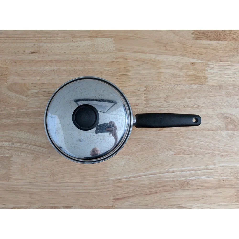 Vintage Revere Copper Maid Stainless Steel Saucepan with Lid Copper Bottom 1 Qt